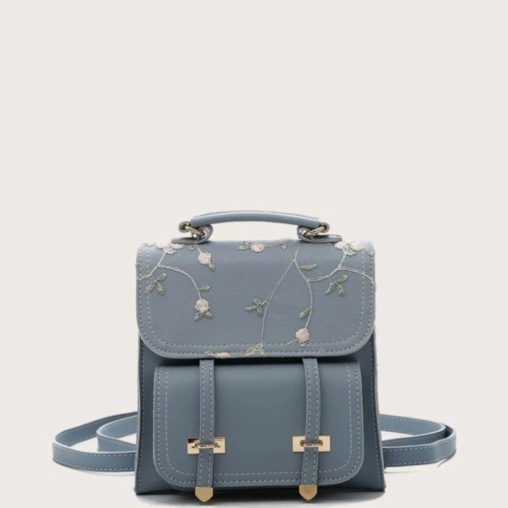 Flower embroidered backpack